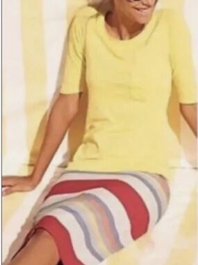 Boden Striped Pencil Skirt — Red, Cream, Yellow, Blue, Green, Orange size 6